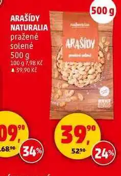 Penny Market ARAŠÍDY NATURALIA pražené solené, 500 g nabídka