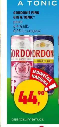 Penny Market GORDON'S PINK GIN & TONIC, 0,25 l nabídka