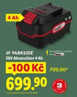 Lidl Parkside 20V Akumulátor 4 Ah nabídka