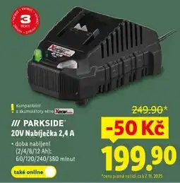 Lidl PARKSIDE 20V Nabíječka 2,4 A nabídka