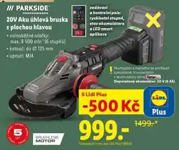 Lidl PARKSIDE PERFORMANCE 20V Aku úhlová bruska s plochou hlavou nabídka