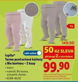 Lidl lupilu Termo punčochové kalhoty s Bio bavlnou – 2 kusy nabídka