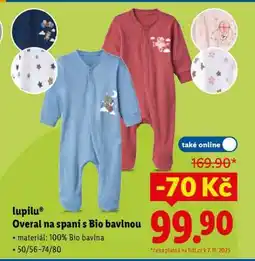 Lidl LUPILU Overal na spaní s bio bavlnou nabídka