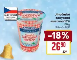 Billa Jihočeská zakysaná smetana 18% nabídka
