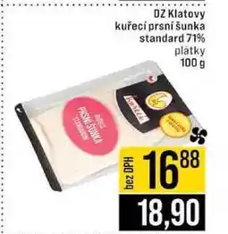 Jip DZ Klatovy kuřecí prsní šunka standard 71% plátky 100 g nabídka
