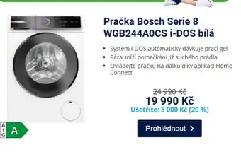 Pračka Bosch Serie 8 WGB244A0CS i-DOS bílá
