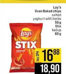 Jip Lay's Oven Baked chips salted yoghurt with herbs 55 g Stix kečup 60 g nabídka