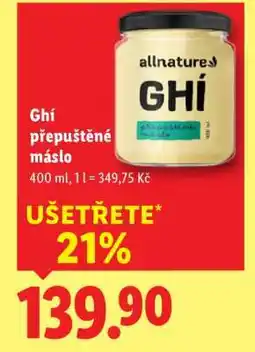 Lidl Allnature Ghí přepuštěné máslo nabídka
