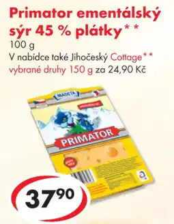 CBA Primator ementálský sýr 45 % plátky nabídka