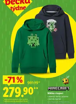 Lidl Minecraft mikina s kapucí nabídka