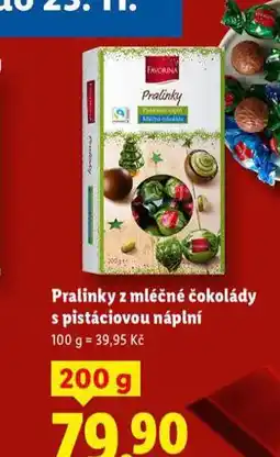 Lidl Pralinky z mléčné čokolády s pistáciovou náplní nabídka