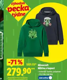 Lidl Minecraft mikina s kapucí nabídka