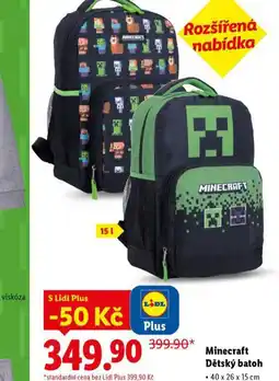 Lidl Minecraft dětský batoh nabídka