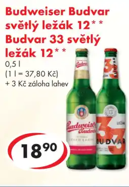 CBA Budweiser Budvar světlý ležák 12 Budvar 33 světlý ležák 12 nabídka