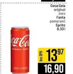 Jip Coca Cola original zero Fanta pomeranč Sprite 0,33l nabídka