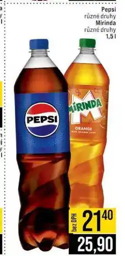 Jip Pepsi různé druhy Mirinda různé druhy 1,5l nabídka