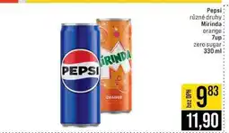 Jip Pepsi: různé druhy Mirinda orange 7up zero sugar 330 ml nabídka
