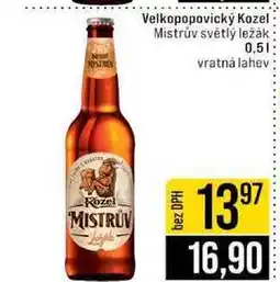 Jip Velkopopovický Kozel Mistrův světlý ležák 0,5l nabídka