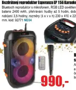 EVA Bezdrátový reproduktor Esperanza EP 156 Karaoke nabídka