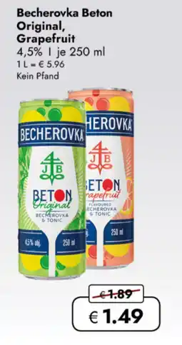 TRAVEL FREE Becherovka Beton Original, Grapefruit 4.5% nabídka