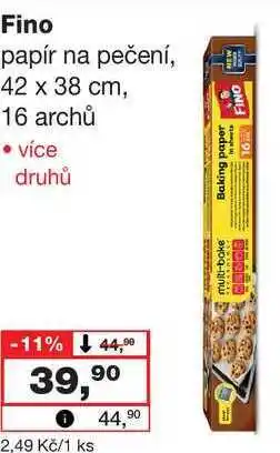 Barvy a laky drogerie Fino papír na pečení, 42 x 38 cm, 16 archů nabídka