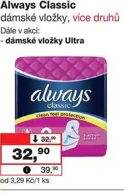 Barvy a laky drogerie Always Classic dámské vložky, více druhů nabídka