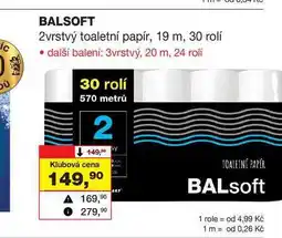 Barvy a laky drogerie BALSOFT 2vrstvý toaletní papír, 19 m, 30 rolí nabídka