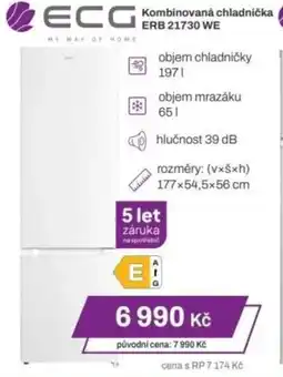 Expert ECG Kombinovaná chladnička ERB 21730 WE nabídka