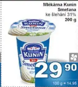 Jip Mlékárna Kunín Smetana nabídka