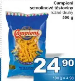 Jip Campioni semolinové těstoviny nabídka