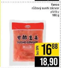 Jip Yanco růžový sushi zázvor nabídka