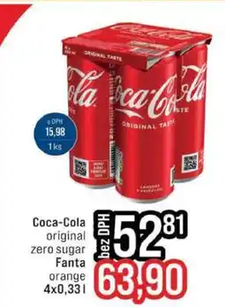 Jip Coca-Cola original zero sugar Fanta orange 4x0,33 l nabídka