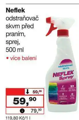 Barvy a laky drogerie Neflek odstraňovač skvrn před praním, sprej, 500 ml nabídka