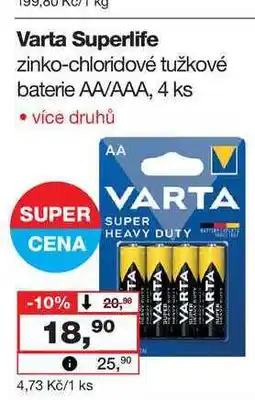 Barvy a laky drogerie Varta Superlife zinko-chloridové tužkové baterie AA/AAA, 4 ks nabídka