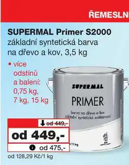 Barvy a laky drogerie SUPERMAL Primer S2000 základní syntetická barva na dřevo a kov, 3,5 kg nabídka