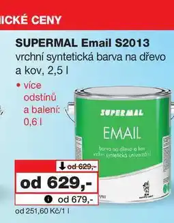 Barvy a laky drogerie ICKÉ CENY SUPERMAL Email S2013 vrchní syntetická barva na dřevo a kov, 2,5l nabídka