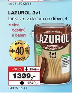 Barvy a laky drogerie LAZUROL 3v1 tenkovrstvá lazura na dřevo, 4l nabídka
