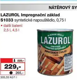 Barvy a laky drogerie LAZUROL Impregnační základ S1033 syntetické napouštědlo, 0,75l nabídka