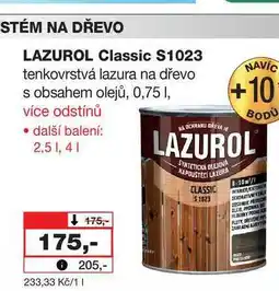 Barvy a laky drogerie LAZUROL Classic S1023 tenkovrstvá lazura na dřevo s obsahem olejů, 0,75l nabídka
