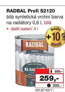 Barvy a laky drogerie RADBAL Profi S2120 bílá syntetická vrchní barva na radiátory 0,6 1, bílá nabídka