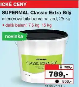 Barvy a laky drogerie ICKÉ CENY SUPERMAL Classic Extra Bílý interiérová bílá barva na zeď, 25 kg nabídka