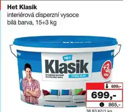 Barvy a laky drogerie Het Klasik interiérová disperzní vysoce bílá barva, 15+3 kg nabídka