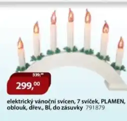 M.A.T. Elektrický vánoční svícen, 7 svíček, plamen, oblouk, dřev., bí, do zásuvky 791879 nabídka