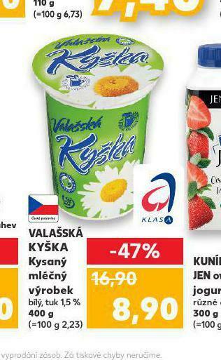 Kaufland Valašská kyška kysaný mléčný výrobek nabídka