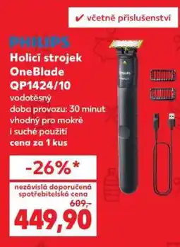 Kaufland Philips Holicí strojek OneBlade QP1424/10 nabídka