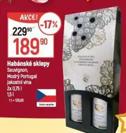 Globus Habánské sklepy Sauvignon, Modrý Portugal jakostní vína nabídka