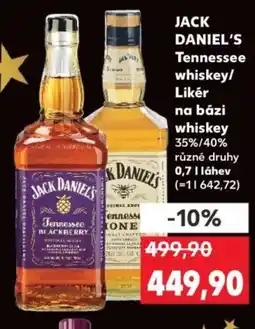 Kaufland JACK DANIEL'S Tennessee whiskey/ Likér na bázi whiskey nabídka