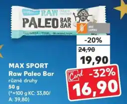 Kaufland MAX SPORT Raw Paleo Bar nabídka