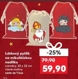 Kaufland Látkový pytlík na mikulášskou nadílku nabídka