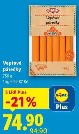 Lidl Vepřové párečky, 750 g nabídka